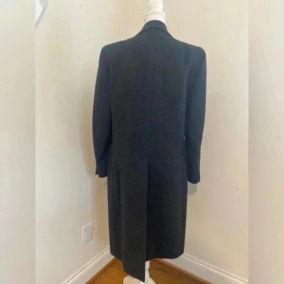 Pierre Cardin Pure Wool Dark Grey Trench Coat Lined Size Large - Picture 9 of 12